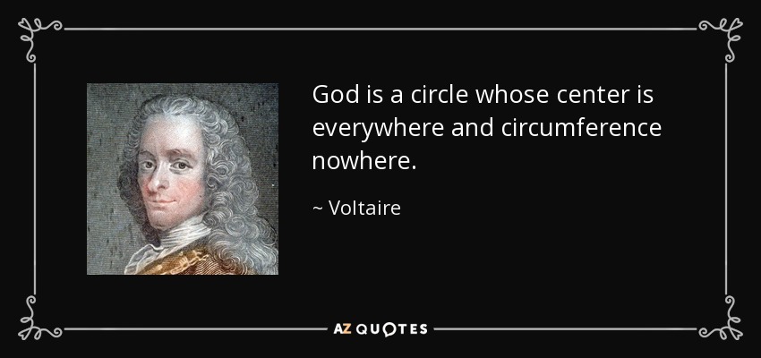 God is a circle whose center is everywhere and circumference nowhere. - Voltaire