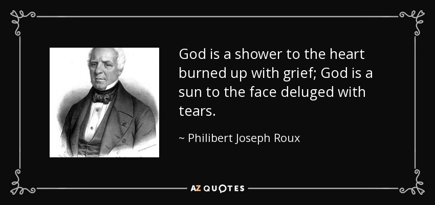 God is a shower to the heart burned up with grief; God is a sun to the face deluged with tears. - Philibert Joseph Roux