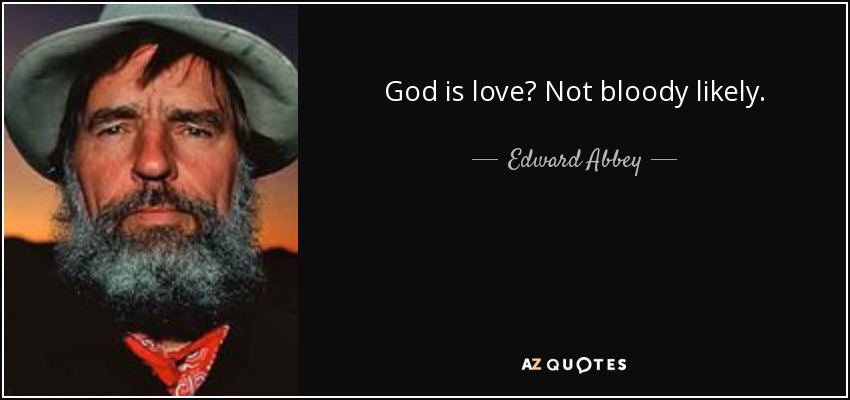God is love? Not bloody likely. - Edward Abbey