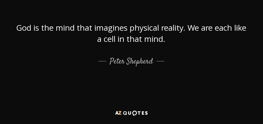 God is the mind that imagines physical reality. We are each like a cell in that mind. - Peter Shepherd