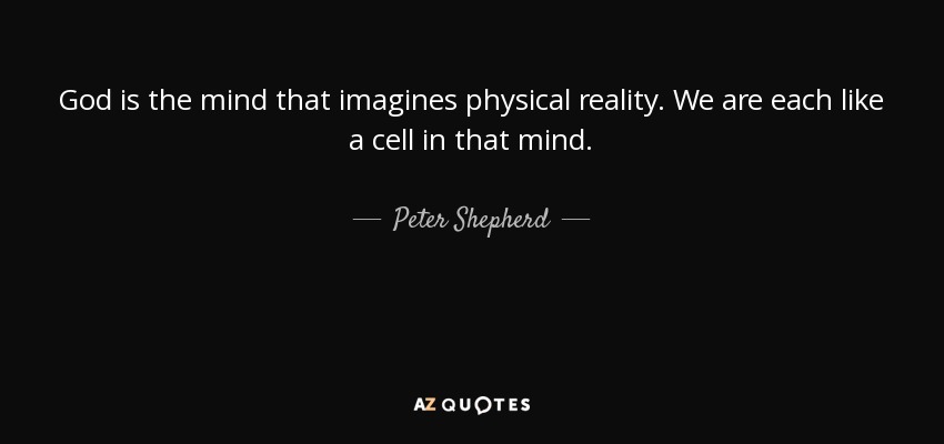 God is the mind that imagines physical reality. We are each like a cell in that mind. - Peter Shepherd