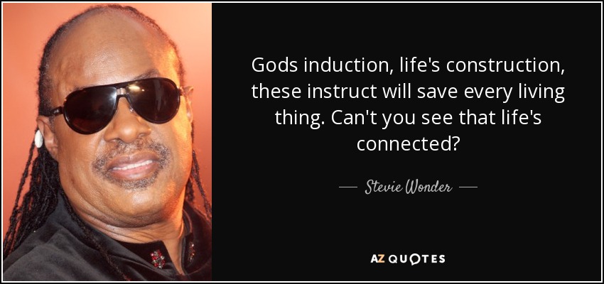 Gods induction, life's construction, these instruct will save every living thing. Can't you see that life's connected? - Stevie Wonder
