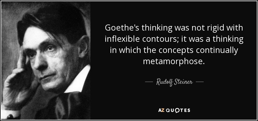 Goethe's thinking was not rigid with inflexible contours; it was a thinking in which the concepts continually metamorphose. - Rudolf Steiner