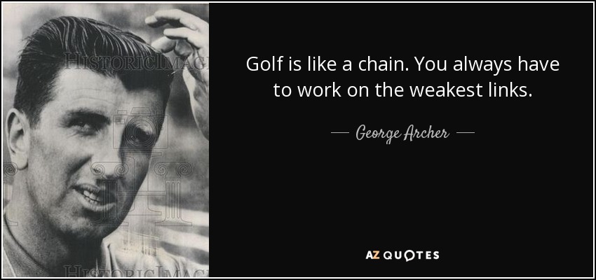 Golf is like a chain. You always have to work on the weakest links. - George Archer