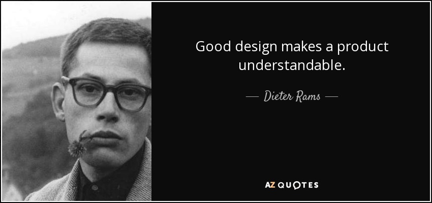 Good design makes a product understandable. - Dieter Rams