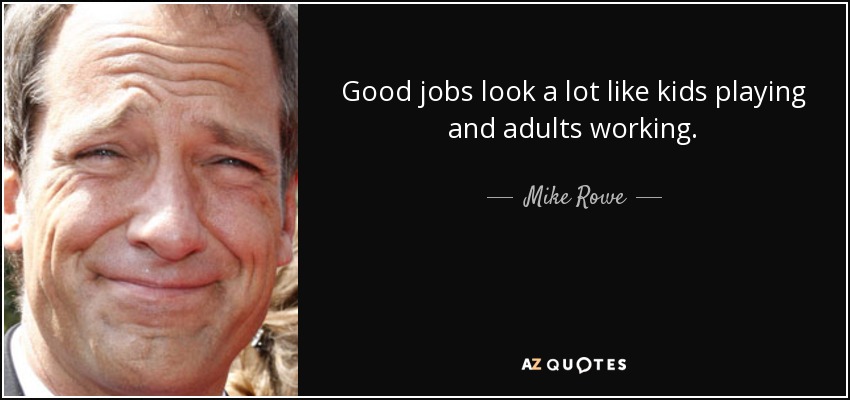 Good jobs look a lot like kids playing and adults working. - Mike Rowe