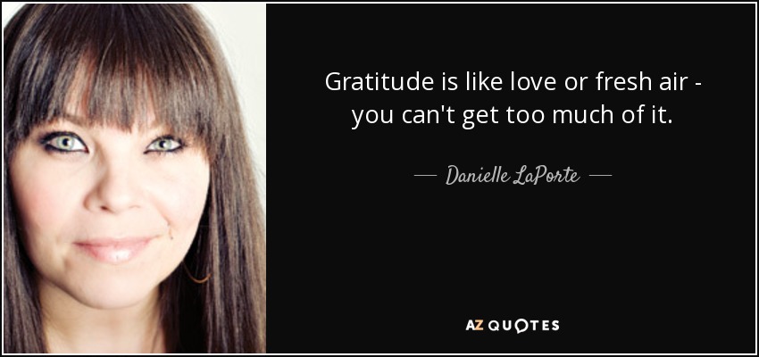 Gratitude is like love or fresh air - you can't get too much of it. - Danielle LaPorte