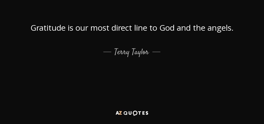 Gratitude is our most direct line to God and the angels. - Terry Taylor
