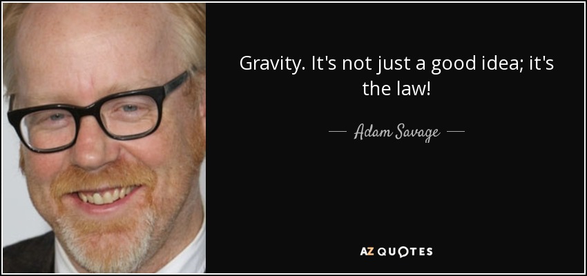 Gravity. It's not just a good idea; it's the law! - Adam Savage