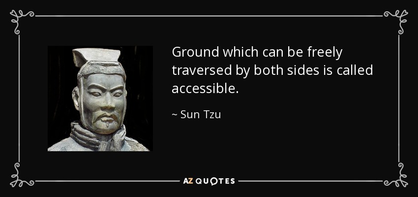Ground which can be freely traversed by both sides is called accessible. - Sun Tzu