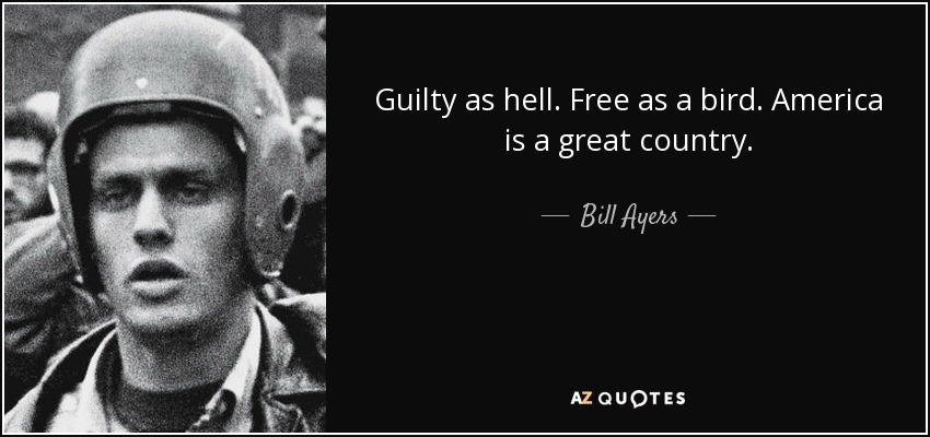 Guilty as hell. Free as a bird. America is a great country. - Bill Ayers