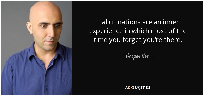 Hallucinations are an inner experience in which most of the time you forget you're there. - Gaspar Noe