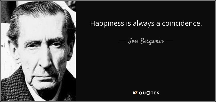 Happiness is always a coincidence. - Jose Bergamin