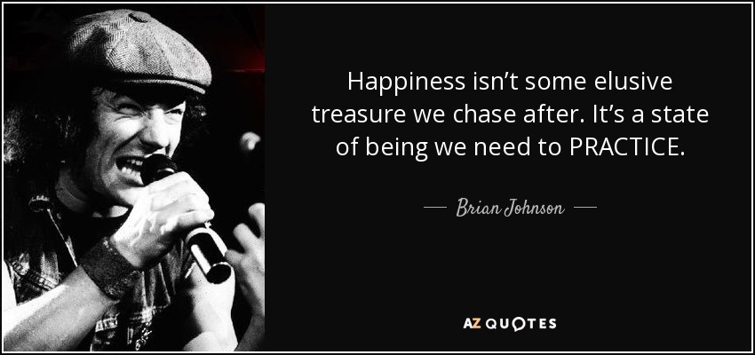 Happiness isn’t some elusive treasure we chase after. It’s a state of being we need to PRACTICE. - Brian Johnson