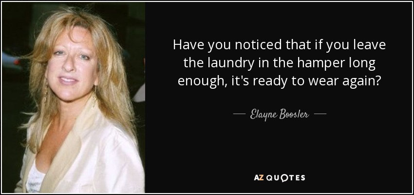 Have you noticed that if you leave the laundry in the hamper long enough, it's ready to wear again? - Elayne Boosler