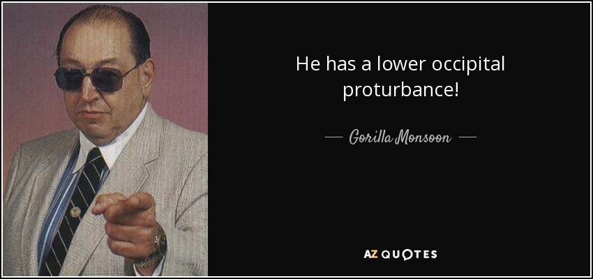 He has a lower occipital proturbance! - Gorilla Monsoon