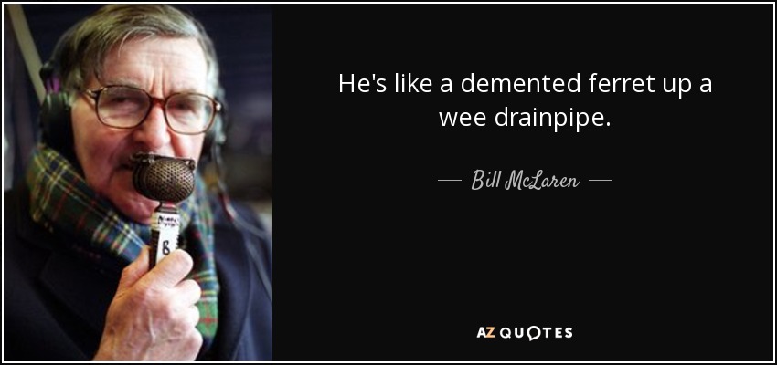 He's like a demented ferret up a wee drainpipe. - Bill McLaren