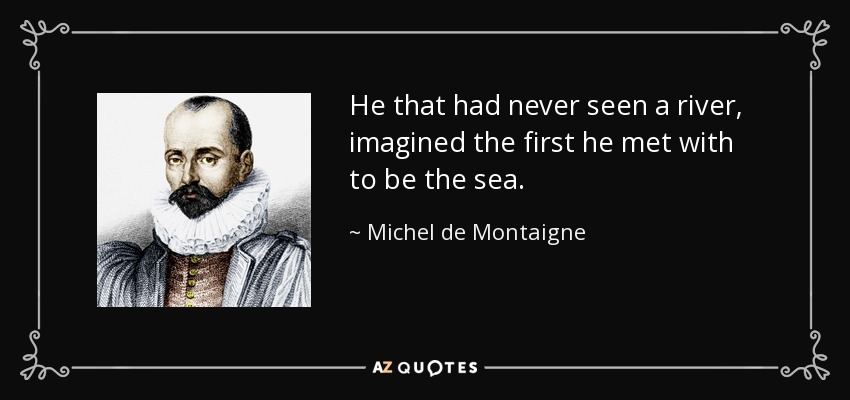 He that had never seen a river, imagined the first he met with to be the sea. - Michel de Montaigne