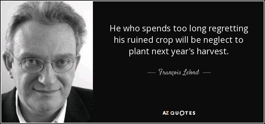 He who spends too long regretting his ruined crop will be neglect to plant next year's harvest. - François Lelord