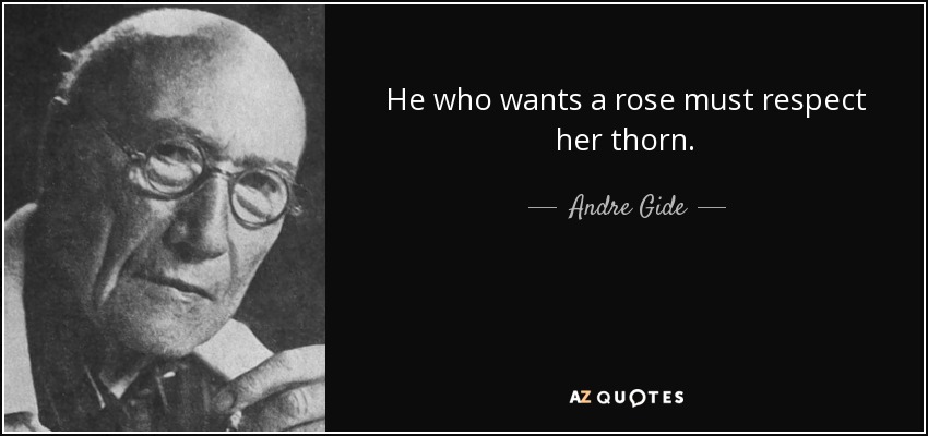 He who wants a rose must respect her thorn. - Andre Gide