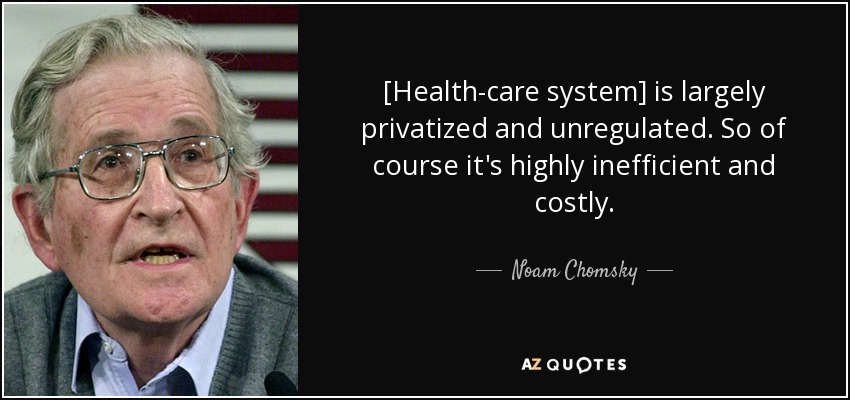 [Health-care system] is largely privatized and unregulated. So of course it's highly inefficient and costly. - Noam Chomsky