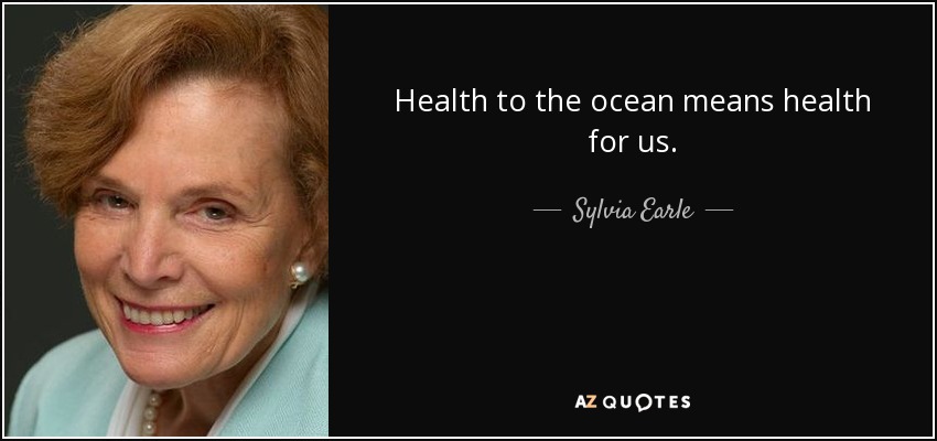 Health to the ocean means health for us. - Sylvia Earle
