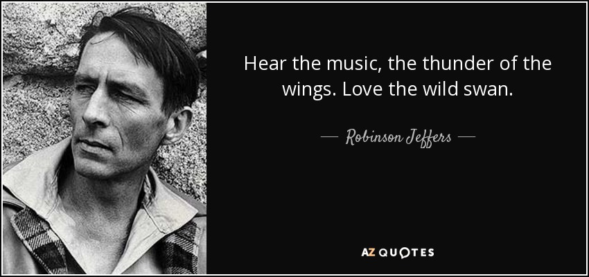 Hear the music, the thunder of the wings. Love the wild swan. - Robinson Jeffers