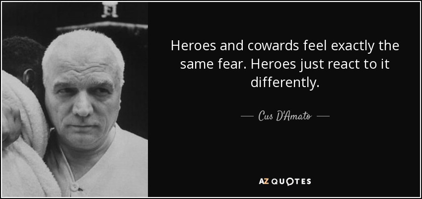 Heroes and cowards feel exactly the same fear. Heroes just react to it differently. - Cus D'Amato