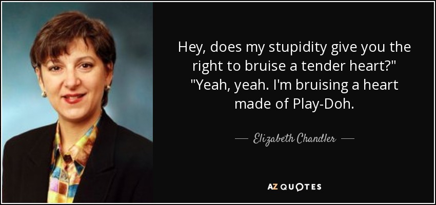 Hey, does my stupidity give you the right to bruise a tender heart?