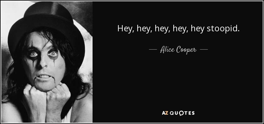 Hey, hey, hey, hey, hey stoopid. - Alice Cooper