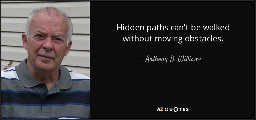 Hidden paths can't be walked without moving obstacles. - Anthony D. Williams