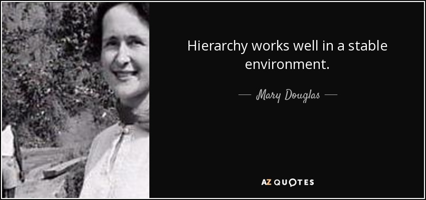 Hierarchy works well in a stable environment. - Mary Douglas