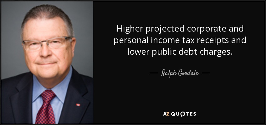 Higher projected corporate and personal income tax receipts and lower public debt charges. - Ralph Goodale