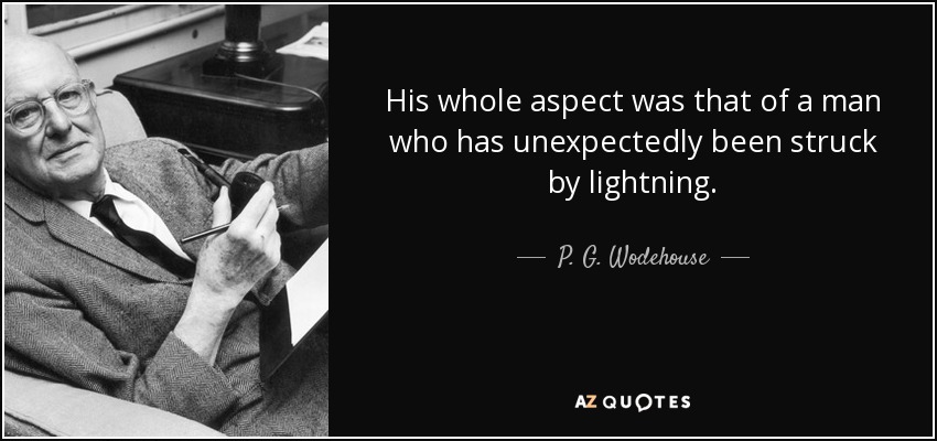 His whole aspect was that of a man who has unexpectedly been struck by lightning. - P. G. Wodehouse