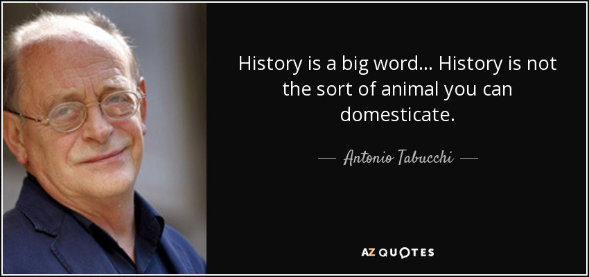History is a big word... History is not the sort of animal you can domesticate. - Antonio Tabucchi