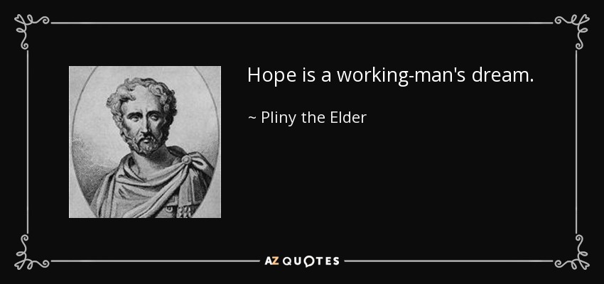 Hope is a working-man's dream. - Pliny the Elder