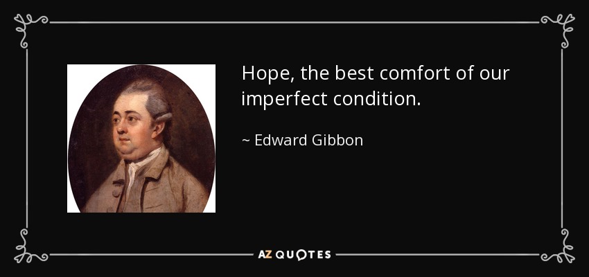 Hope, the best comfort of our imperfect condition. - Edward Gibbon