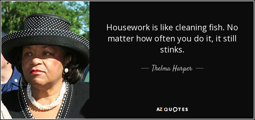 Housework is like cleaning fish. No matter how often you do it, it still stinks. - Thelma Harper