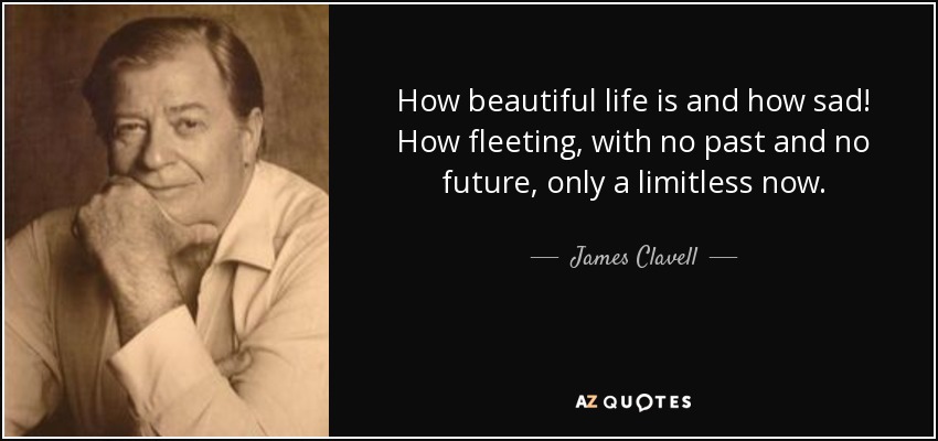 How beautiful life is and how sad! How fleeting, with no past and no future, only a limitless now. - James Clavell