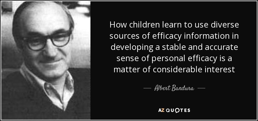 How children learn to use diverse sources of efficacy information in developing a stable and accurate sense of personal efficacy is a matter of considerable interest - Albert Bandura