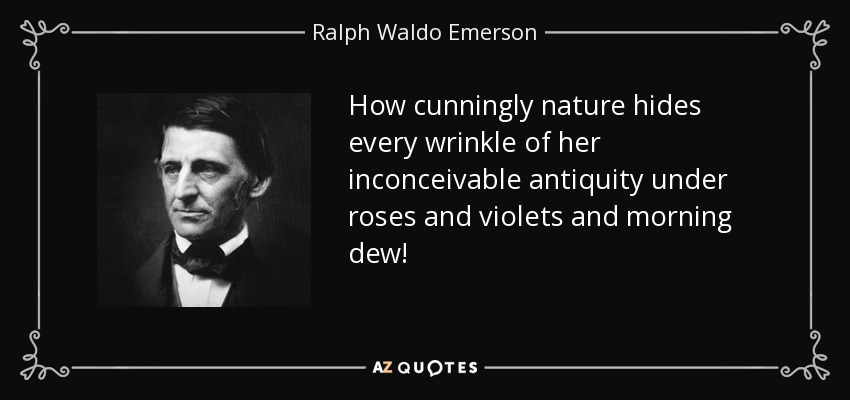 How cunningly nature hides every wrinkle of her inconceivable antiquity under roses and violets and morning dew! - Ralph Waldo Emerson