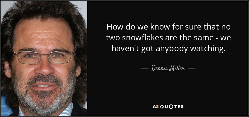 How do we know for sure that no two snowflakes are the same - we haven't got anybody watching. - Dennis Miller