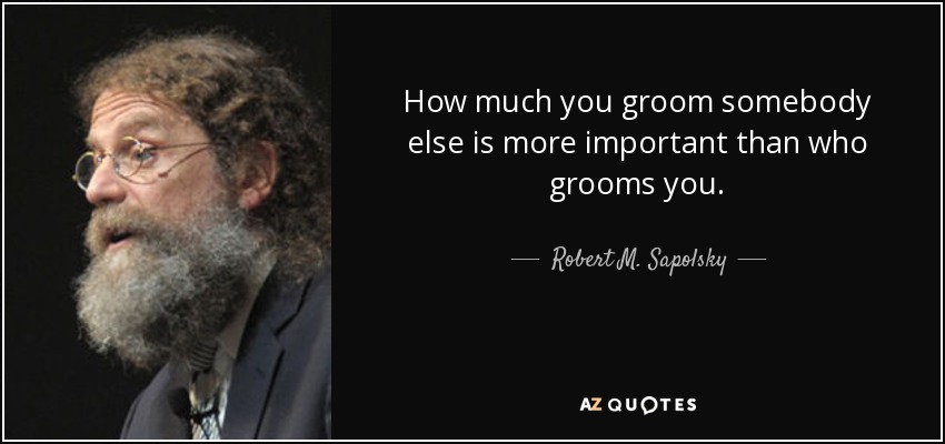 How much you groom somebody else is more important than who grooms you. - Robert M. Sapolsky