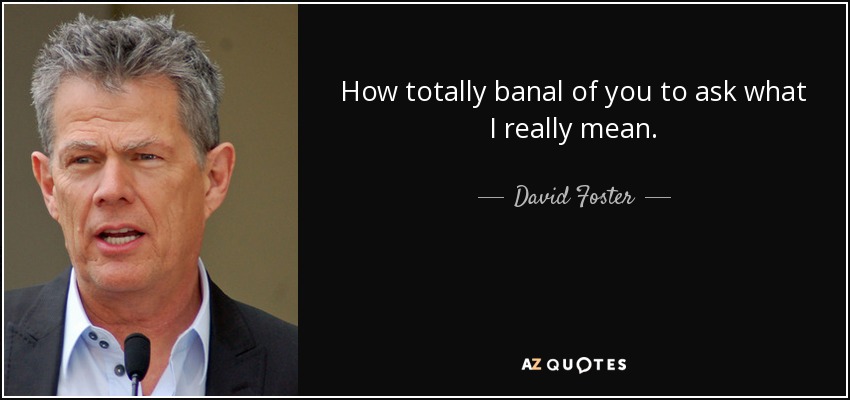 How totally banal of you to ask what I really mean. - David Foster
