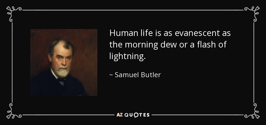 Human life is as evanescent as the morning dew or a flash of lightning. - Samuel Butler