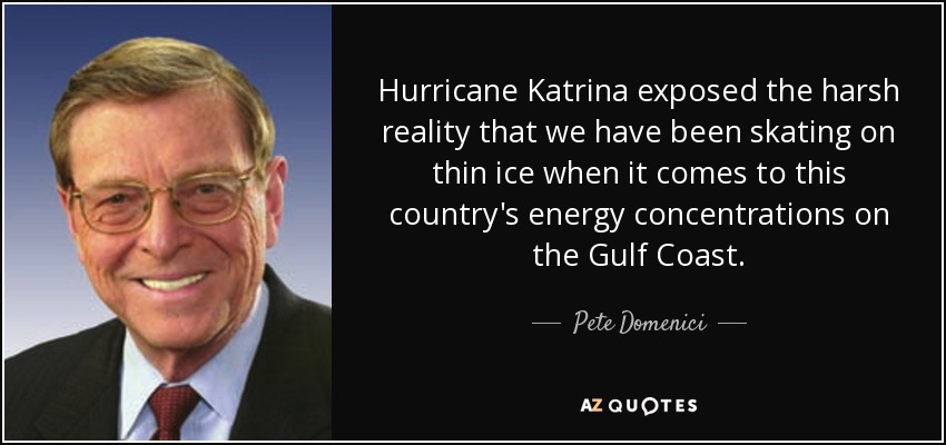 Hurricane Katrina exposed the harsh reality that we have been skating on thin ice when it comes to this country's energy concentrations on the Gulf Coast. - Pete Domenici