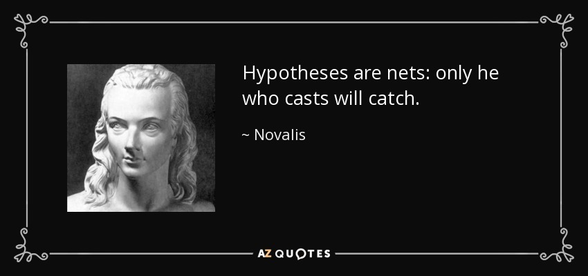 Hypotheses are nets: only he who casts will catch. - Novalis