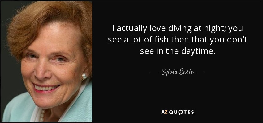 I actually love diving at night; you see a lot of fish then that you don't see in the daytime. - Sylvia Earle