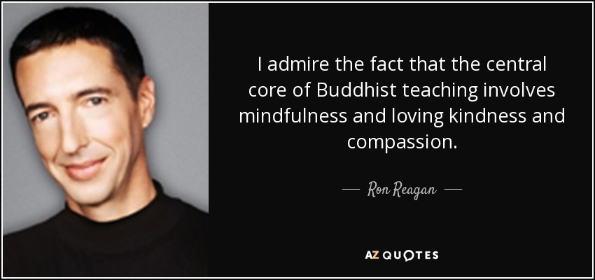 I admire the fact that the central core of Buddhist teaching involves mindfulness and loving kindness and compassion. - Ron Reagan