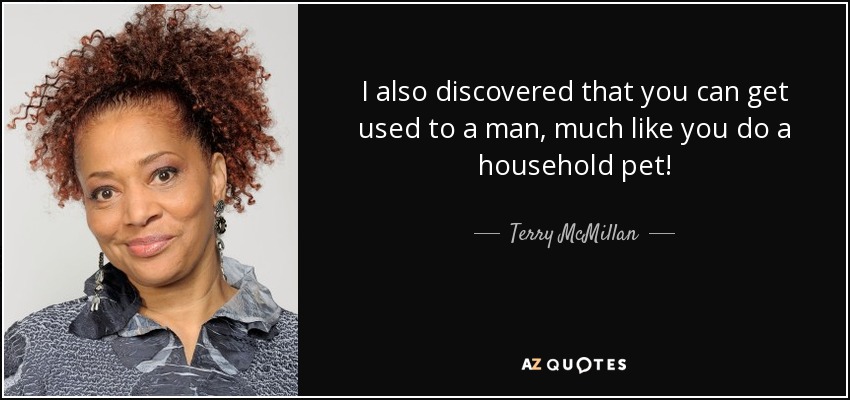 I also discovered that you can get used to a man , much like you do a household pet! - Terry McMillan